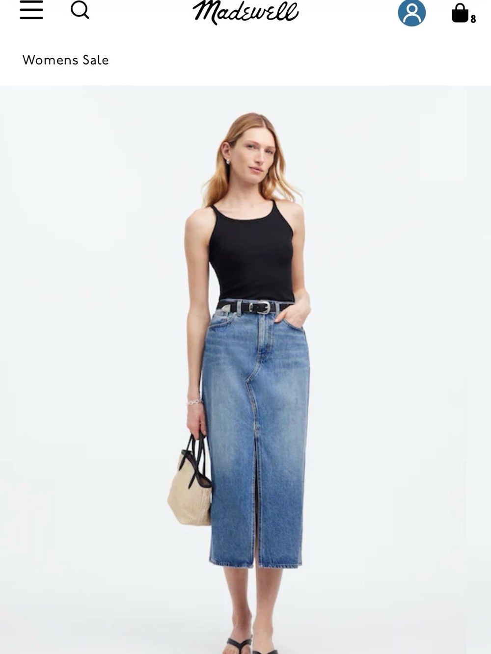 Madewell Long Jean Skirt in Medium Blue